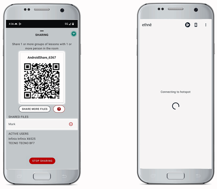 Phone-to-phone sharing with no internet