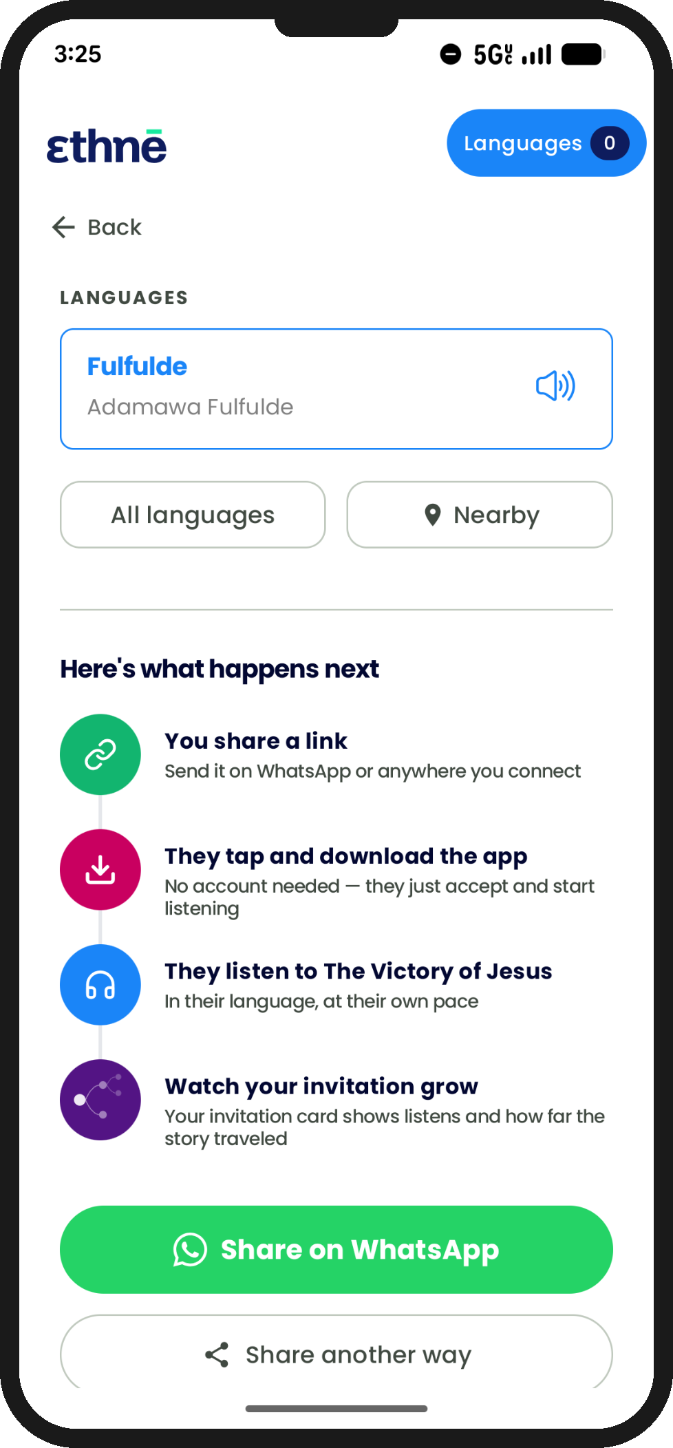 Create an invitation and send in WhatsApp